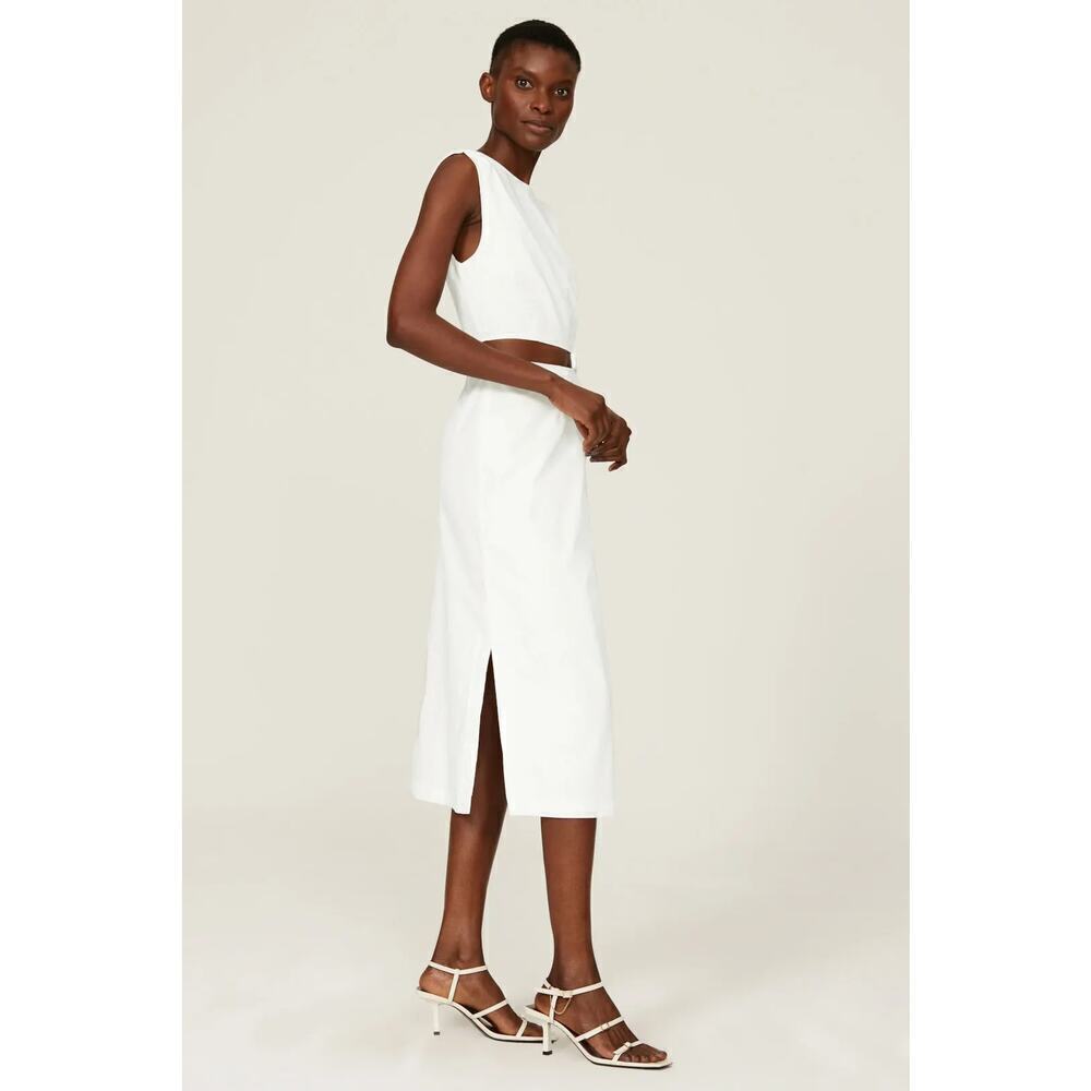 Love, Whit by Whitney Port Dress Cut Out Sheath Sleeveless Midi White Large - Picture 4 of 14